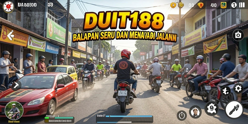Tangkapan layar gameplay intens dari balapan di DUIT188.