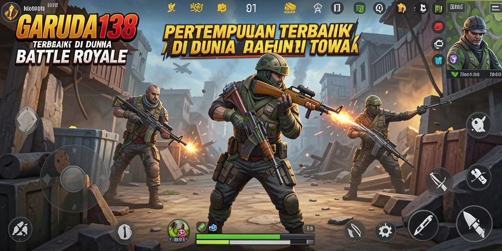 Tampilan gameplay seru dan intens dari GARUDA138 dalam pertempuran Battle Royale.