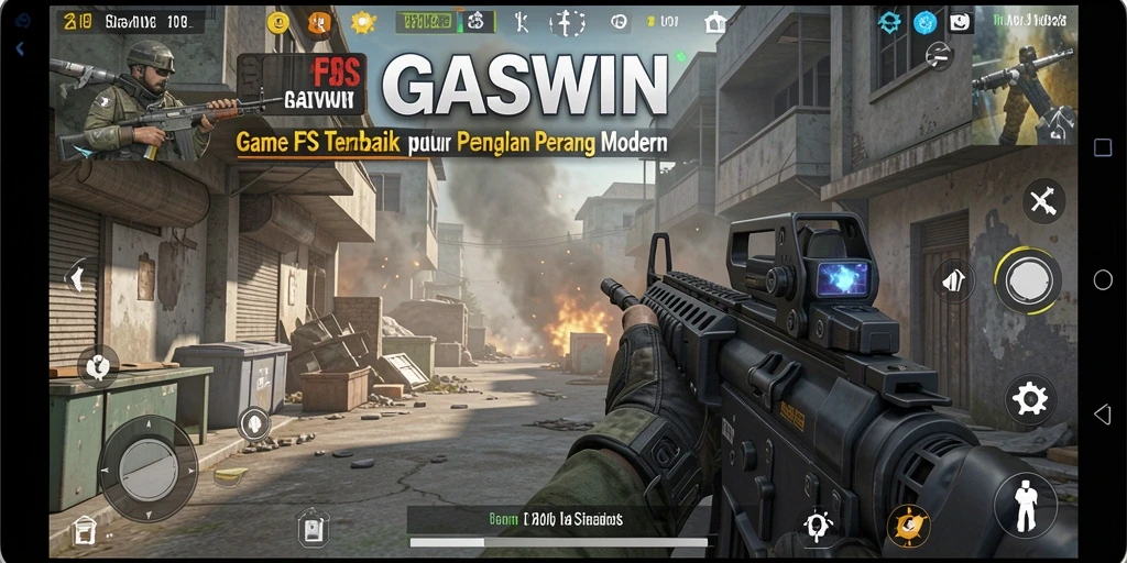 Gameplay GASWIN yang intens dan seru dalam mode FPS.