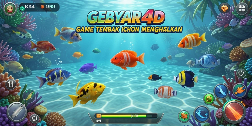 Tampilan menarik dari gameplay GEBYAR4D saat menembak ikan.