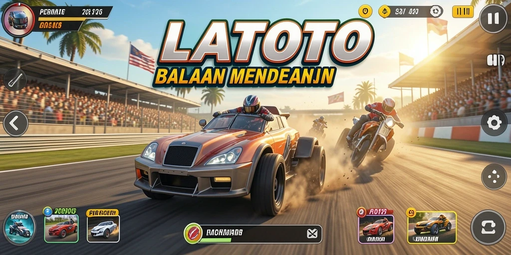 Tampilan gameplay balapan yang mendebarkan di LATOTO.