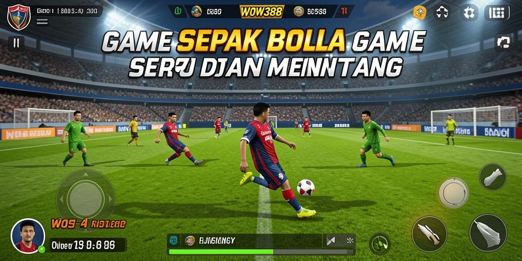 Tampilan gameplay WOW388 dengan aksi sepak bola yang mendebarkan.